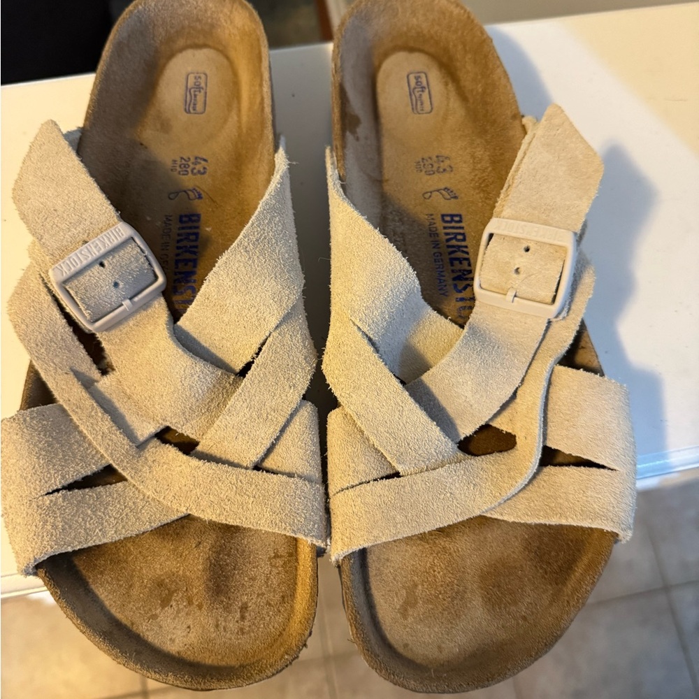 Birkenstock Cream Sandals with Cork Footbed